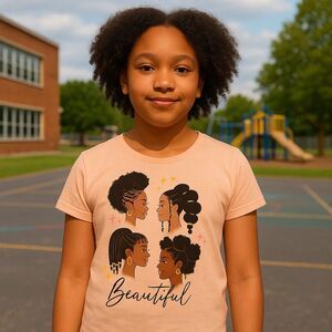 Children's Place Girls "Beautiful" T-Shirt Peach Juneteenth Black History XL 14